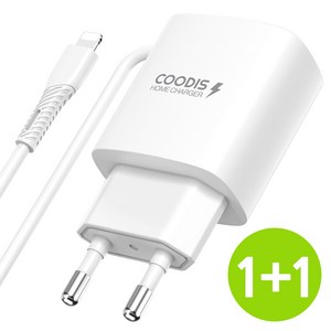 1+1 쿠디스 아이폰 8핀 2.1A 충전 케이블 일체형 충전기, TS-N16STC2108P, 화이트