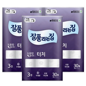 잘풀리는집 깨끗한 터치 화장지 30롤, 25m, 30개입, 3개