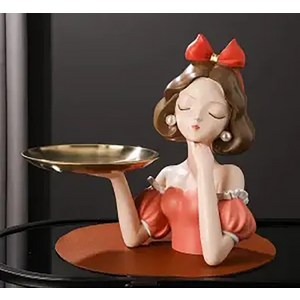 프론트 데스크 캔디 플레이트 수납 장식 입문 현관 플레이팅 간식 트레이 백설공주 플레이팅 수지 공예품, 공주 브라운