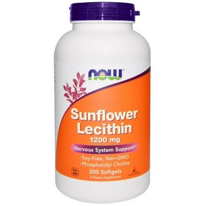 나우푸드 해바라기 레시틴 1200 mg 200 개입 소프트젤 NOW Foods Sunflowe Lecithin 1200 mg 200 Softgels, 200정, 1개