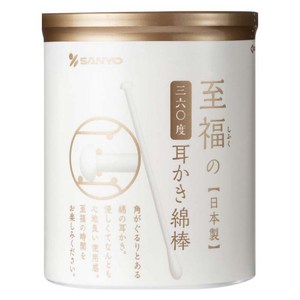 SANYO 시후쿠 360도 귀이개 면봉 원통, 100개입, 1개