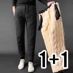 벨린 두툼 양털 안감 겨울 방한 밴딩 기모 패딩 팬츠 캐주얼 작업복 홈웨어 트레이닝복 1+1