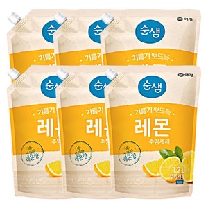 애경 순샘 기름기뽀드득 레몬 주방세제1.2L, 1.2L, 6개