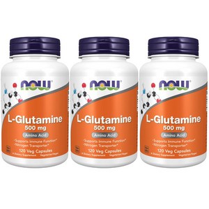 나우푸드 L-글루타민 500mg 베지 캡슐, 120정, 3개