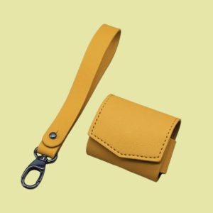 티알케이 에어팟 프로 고급 가죽 케이스 + 핸드스트랩, 머스타드