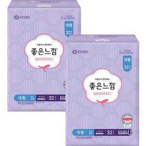 좋은느낌 슬림 생리대 날개형, 대형, 32개입, 2개