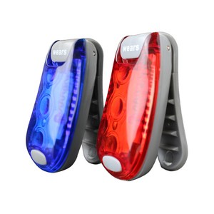 [웨어스] LED 야간안전등 (2개입) 자전거후미등 경광등 강아지led 다용도led라이트 클립형 벨크로밴드 포함, 빨강-파랑, 2개