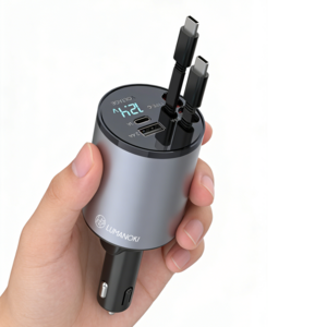 LUMANOKI 100W 4구 릴타입 차량용 고속충전기, 미니 C-Type+...