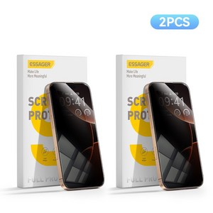 Essager 아이폰 사생활 프라이버시 보호 360도 액정보호 풀커버 강화유리 휴대폰 보호필름 2개입 사방팔방 싹가려주는 사생활보호필름