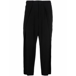 발망 발망 사이드 폴드 크레이프 크롭 팬츠, 블랙계열, Italy 50(KR 110)