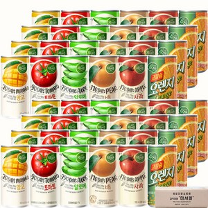 마셔몰 주스세트 자연은망고 알로에 토마토 오렌지 사과 배 6가지맛 각4캔씩, 180ml, 48개