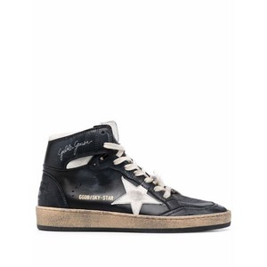 골든 구스 로고 프린트 하이탑 스웨이드 스니커즈, Italy 35(KR 230), 블랙계열