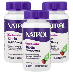 나트롤 비오틴 10000mcg 스트로베리 타블렛, 60정, 3개