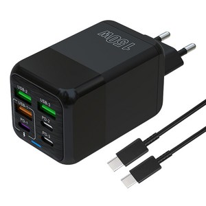 6in1 c타입 고속 충전기 150W 4USB+2PD3.0 + C TO C 1M 100w 케이블 세트