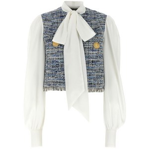 발망 트위드 패널 블라우스, 블루계열+화이트계열, France 36(KR 55)