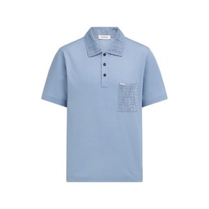 페라가모 V넥 자카드 포켓 디테일 폴로 셔츠, 블루계열, S(KR 95)