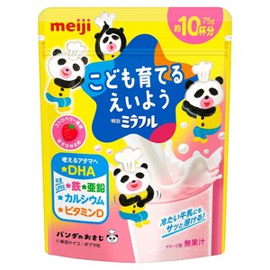 메이지 미라후루 어린이 키우는 에이요 스트로베리 풍미 (약 10잔 분량) 분말 음료, 딸기, 75g, 1개