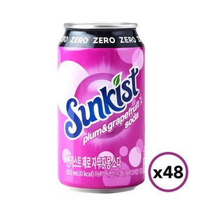 썬키스트 제로 자두자몽 소다 탄산음료, 355ml, 48개