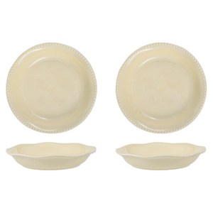 Tiger Pavilion 심플 펄 도트 원형 접시, 크림 화이트, 4개