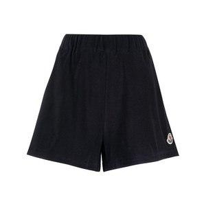 몽클레르 로고 패치 벨루어 쇼츠, 블루계열, Standard S(KR 55)