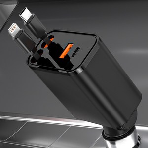 Bolt Wave 차량용 초고속 충전기 105W 4in1 (1.8m C - C 케이블 1.8m USB-8핀 케이블 증정)