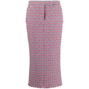 톰 브라운 체크 패턴 트위드 미디 스커트, 화이트계열+레드계열, Italy 44(KR 77)