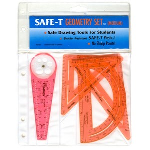 러닝리소스 EDS 45751 안전 각도기 자 세트 (삼각자 각도기 컴파스) SAFE-T Geomety Set, 1개