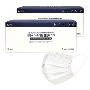 비에이스 특대형마스크 100매, 50개입, 2개, 화이트