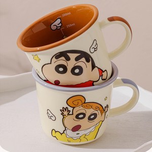 Keyiyijia 짱구 세라믹 머그잔 2개입, 퍼플+다크브라운, 1세트