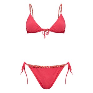 발망 체인 장식 트라이앵글 비키니 세트, 핑크계열, France 34(KR 55)