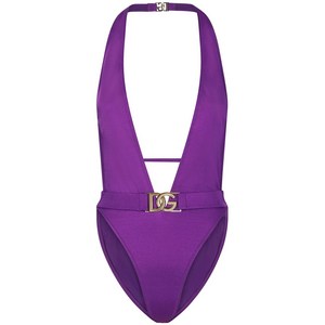 돌체앤가바나 돌체앤가바나 로고 플라크 홀터넥 원피스 수영복, 바이올렛/보라계열, Italy 4(KR 55-66)