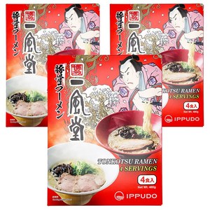 잇푸도 하카타 돈코츠라멘 아카마루 & 시로마루 480g, 3개
