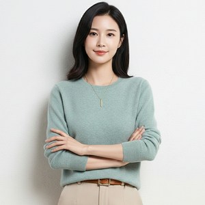 디커스텀 여성용 라운드넥 니트 티셔츠