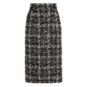 돌체앤가바나 트위드 체크 미디 스커트, 블랙계열+화이트계열, Italy 44(KR 66)