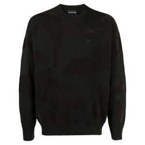 엠포리오아르마니 로고 자수 카무플라주 패턴 스웨터