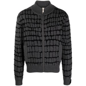 베르사체 인타르시아 니트 지퍼 프런트 스웨트셔츠