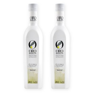 오로바일렌 피쿠알 500ml 2병 엑스트라버진 올리브오일 스페인 ORO BAIL?N BIO PICUAL 500 ML Extra Virgin Olive Oil Organic 500 ML Glass bottle, 2개