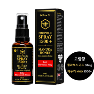 [고함량 플라보노이드 30mg 항산화] 옐로우에이유 호주산 마누카꿀 프로폴리스 스프레이 1500+, 30ml, 1개