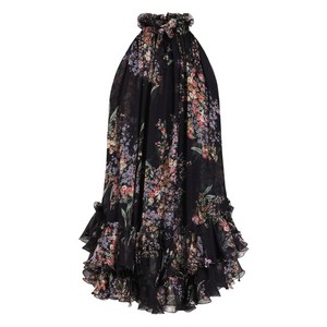 돌체앤가바나 러플 플로럴 미니 드레스, 블랙계열, Italy 42(KR 55)