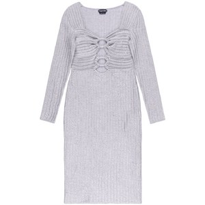 톰포드 컷아웃 디테일 골지 니트 드레스, 그레이계열, Standard M