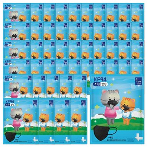 플로우마스크 KF94 마스크 귀안아픈 숨쉬기편한 새부리형 소형, 1개입, 블랙, 50개