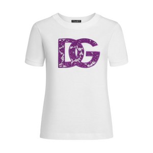 돌체앤가바나 DNA 코튼 티셔츠, 화이트계열+바이올렛/보라계열, Italy 42(KR 55)