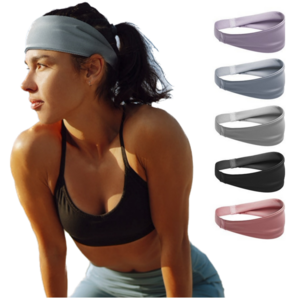 비비르 고탄력 스포츠헤어밴드(1+1) 남녀공용 러닝 요가, 블랙+라이트블루, 1세트
