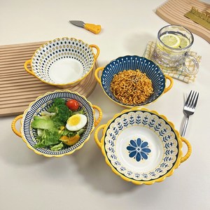 BLOWFISH FUGU 북유럽 스타일 양손 스프볼 라면그릇 도자기 스프그릇 1P/2P, A+B+C+D, 4개