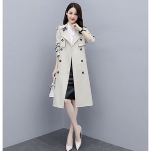 Lizziery 여자 가을 겨울 롱 사이즈 슬림 트렌치코트