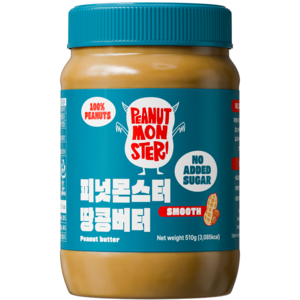 [압도적 고소함] 피넛몬스터 무첨가 무가당 100% 땅콩버터 스무스, 510g, 1개