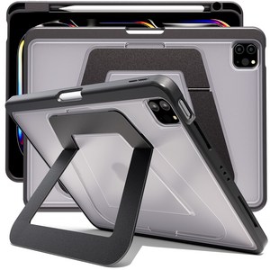 AITEWO 아이패드 케이스 거치대 각도조절 슬림 클리어 태블릿 케이스 펜슬 수납 충전 세로 가로 거치 가능 M5