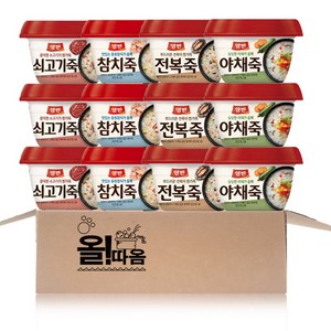 올따옴) 동원 용기죽 4종 기획세트 쇠고기3+야채3+참치3+전복3, 285g, 1세트