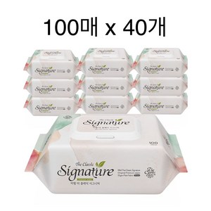 미엘 시그니처 물티슈 100매 캡형 20팩 평량 55g, 100매입, 40개