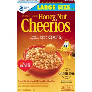 치리오스 허니 넛 홀 그레인 오트 시리얼 저지방, 436g, 1개